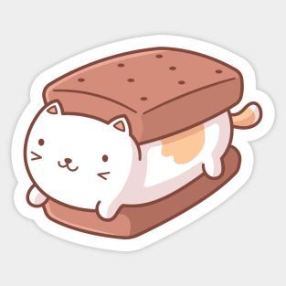 Ice Cream Sandwich Cat Kawaii Sticker